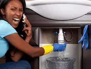 Emergency plumbing repair for a leaking sink drain under a bathroom vanity in Duluth, MN