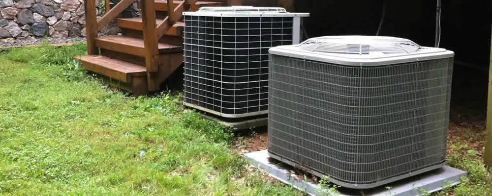 Heat pump installation and service units outside a home in Duluth, MN